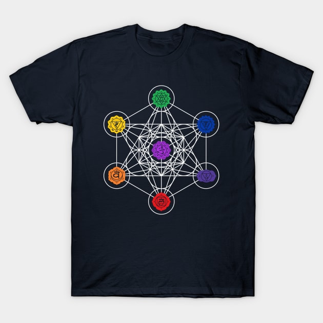 Metatron’s Cube Chakras T-Shirt by Nirvanax Studio